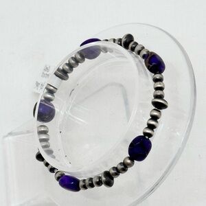 Elegant Purple and Silver Beaded Bracelet